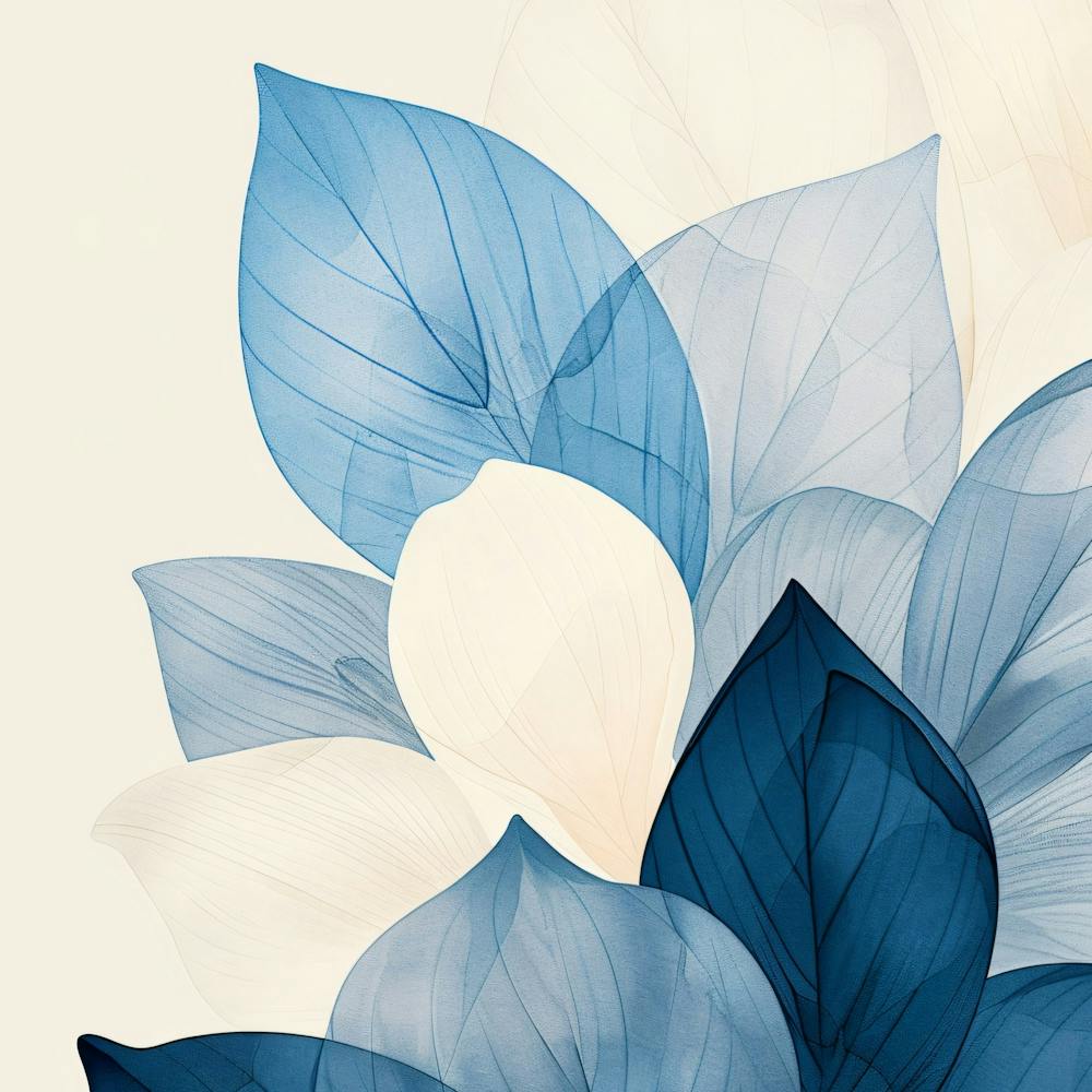 Blue And White Leaves