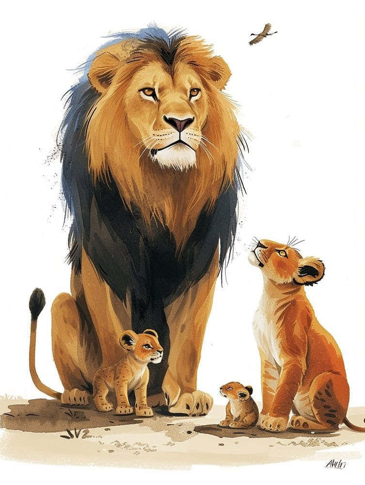 Barbary Lion Interaction Clipart 4