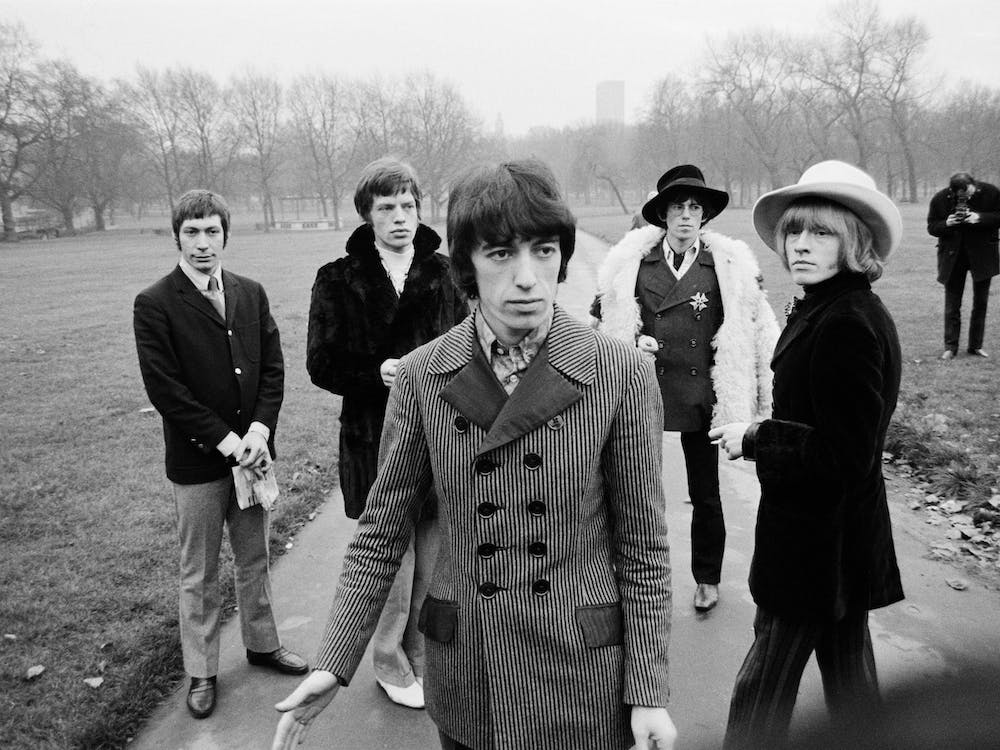 The Rolling Stones posing Green Park 1967