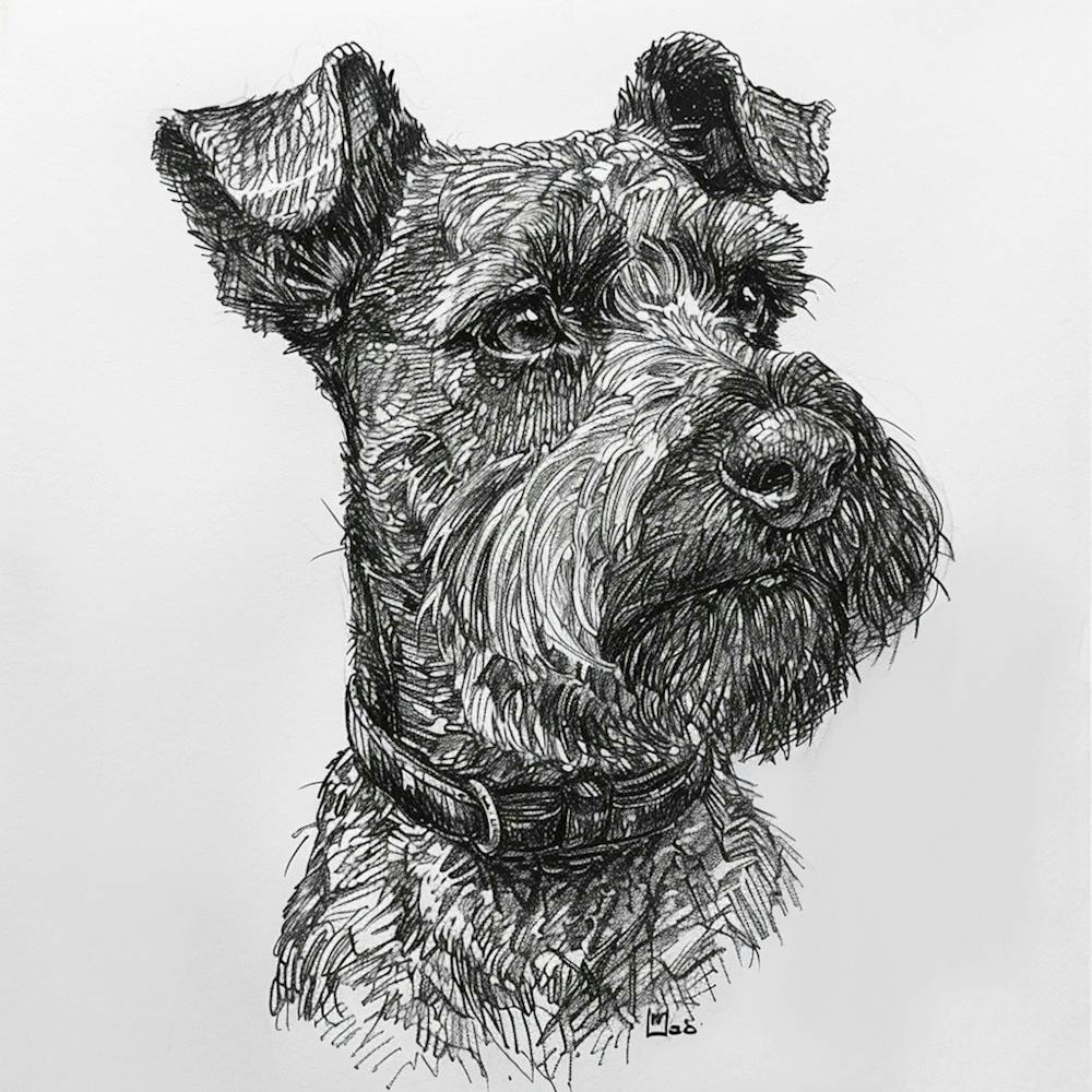 Cesky Terrier Dog Line Sketch 4