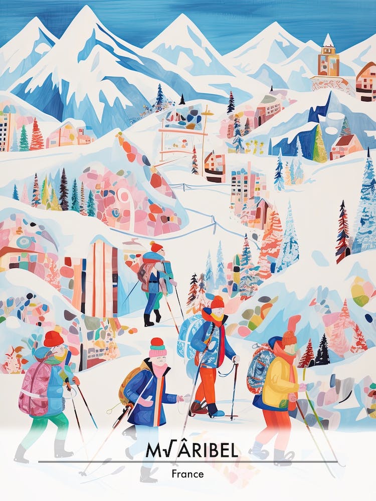 Meribel   France, Ski Resort Poster Illustration 0