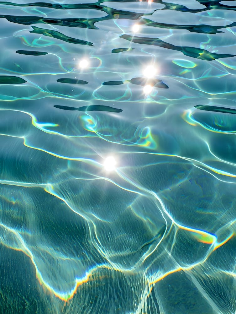 Shimmering Water Surface Print - Tranquil Blue Green Reflections