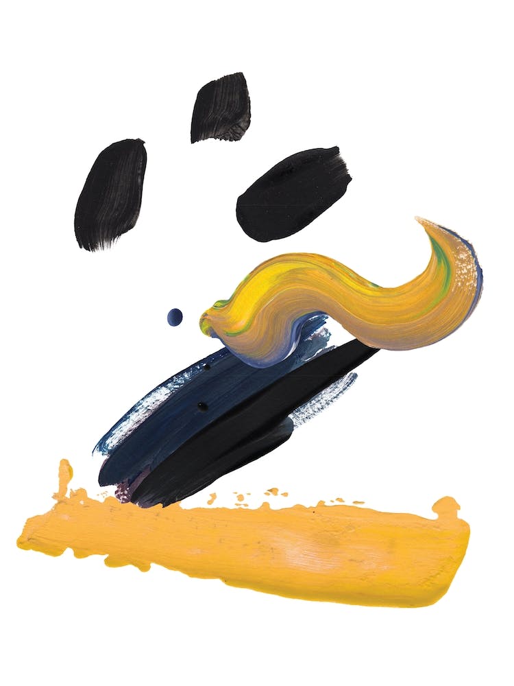 Realistic Mustard and Black Paint Stroked