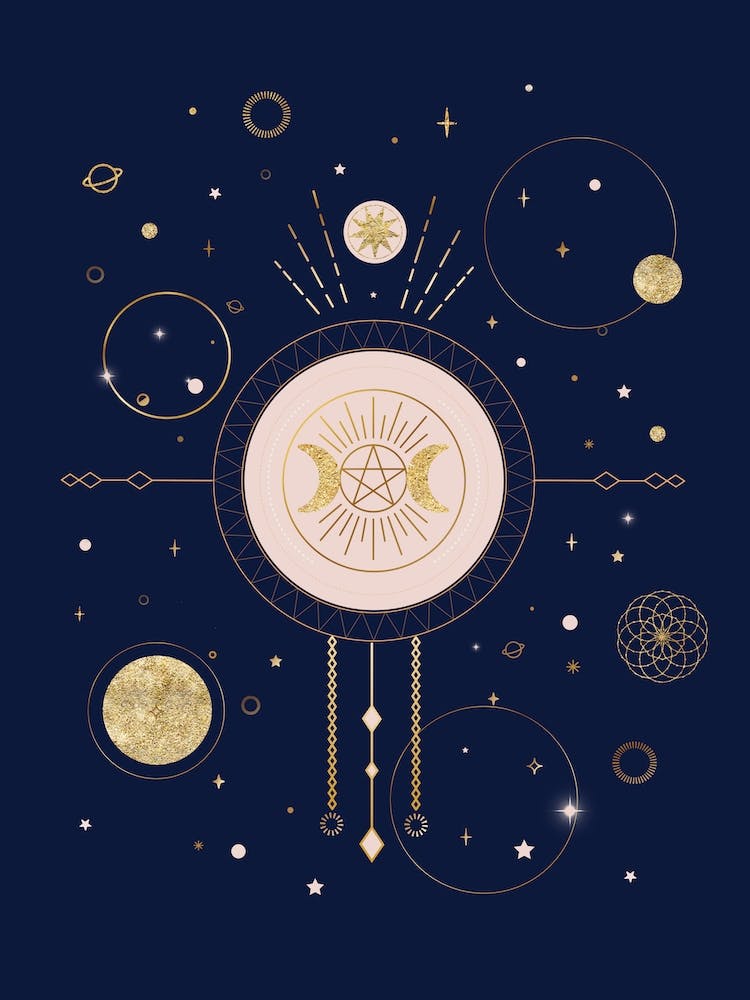 Two Moons Magical Illustration