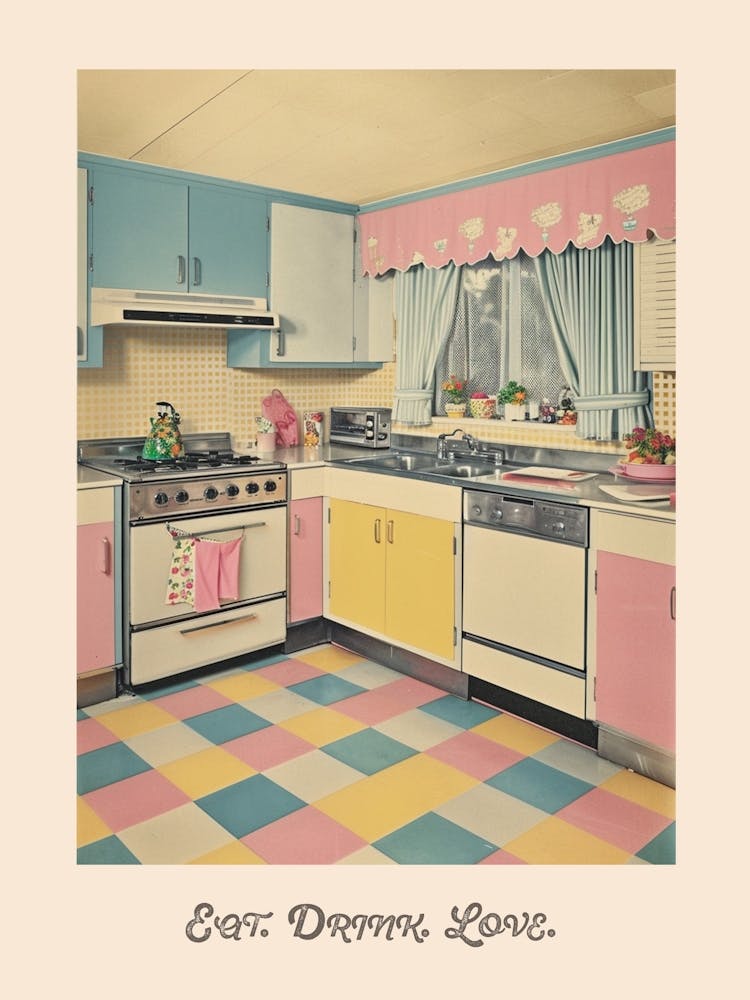 Vintage Kitchen Eat Drink Love Poster 3