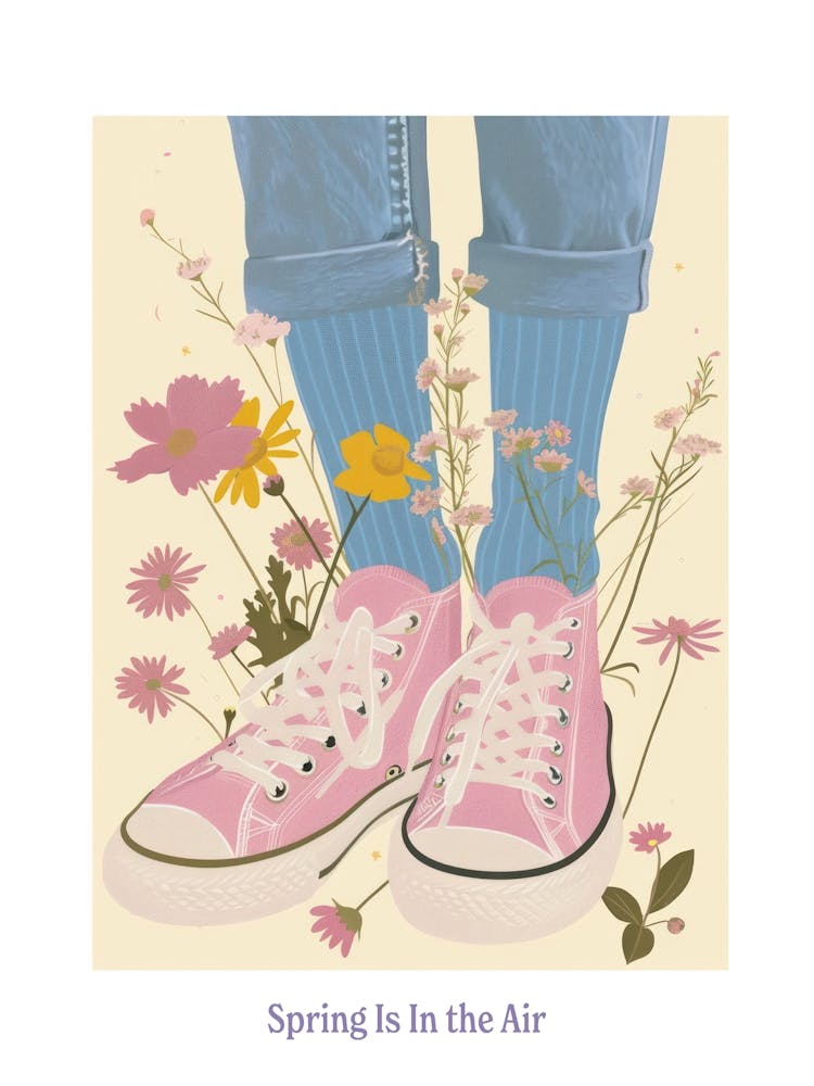 Spring In In The Air Pink Sneakers And Flowers 3