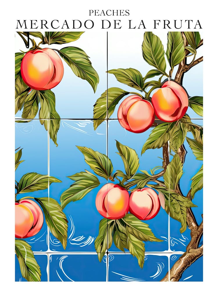 Mercado De La Fruta Peaches Illustration 1 Poster