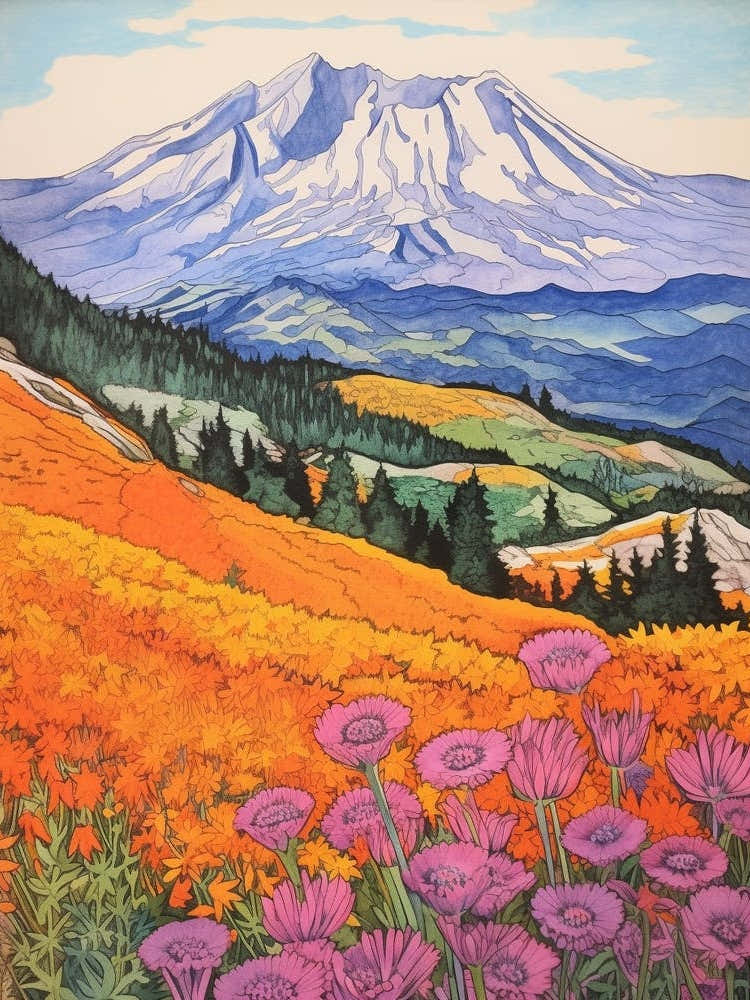 Mount St Helens United States 6 Colourful Mountain Illustration