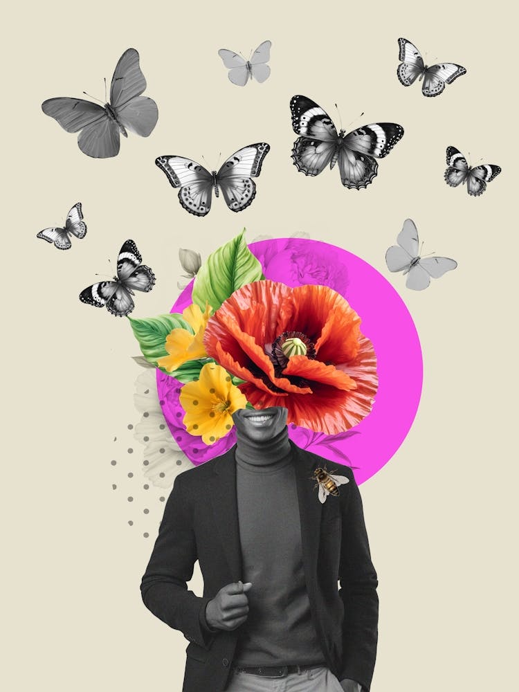 Man With Flowers In His Head