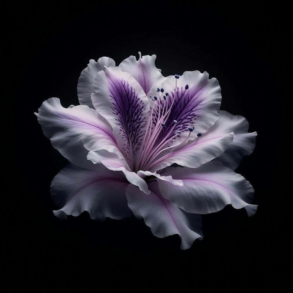 Lavender Azalea Flower on black