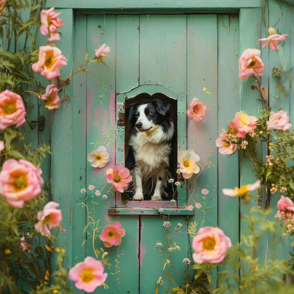 Border Collie In The Garden
