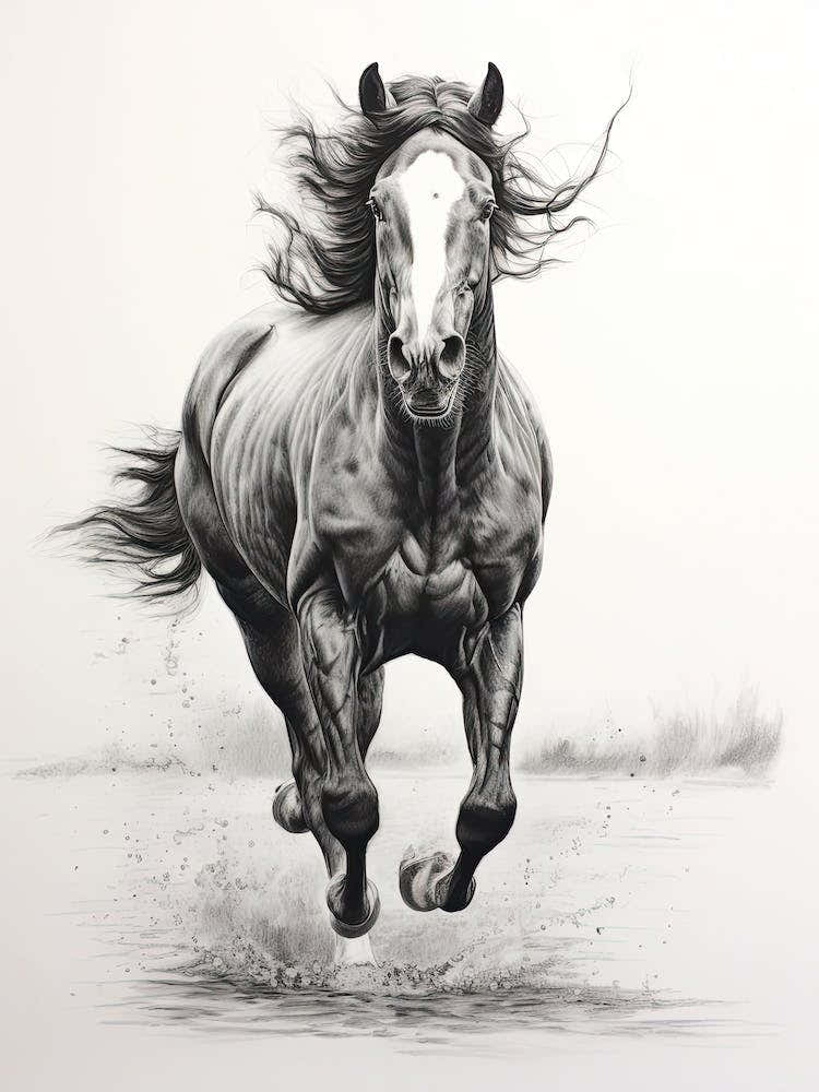 A Horse Painting In The Style Of Stippling 2