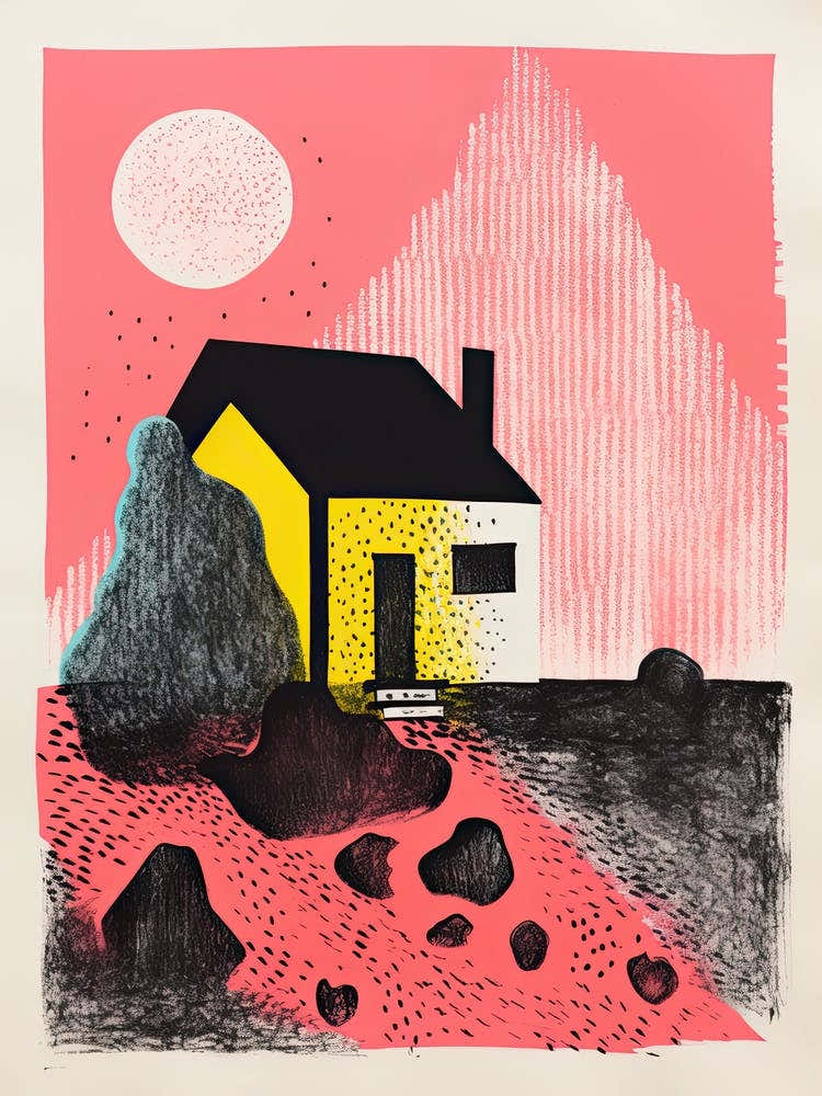 A House In Reykjavik, Abstract Risograph Style 2
