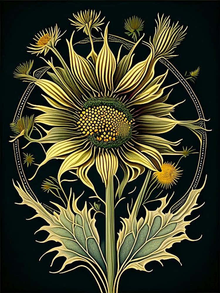 Compass Plant Wildflower Vintage Botanical 1