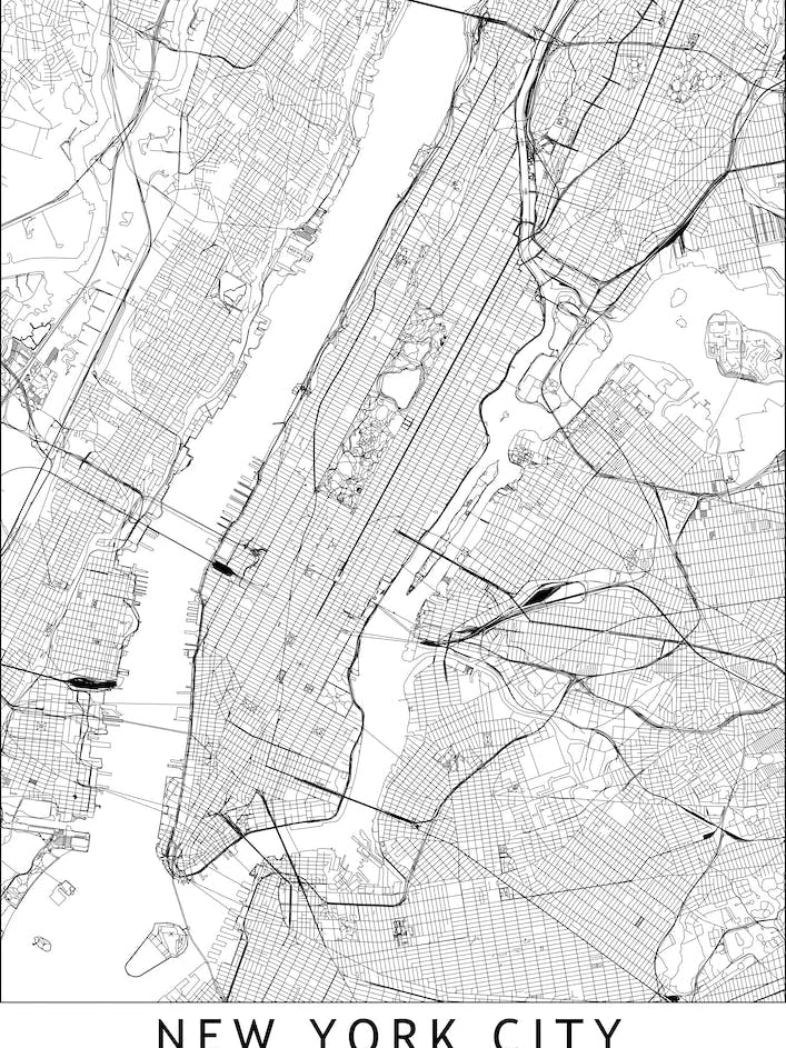 New York White Map