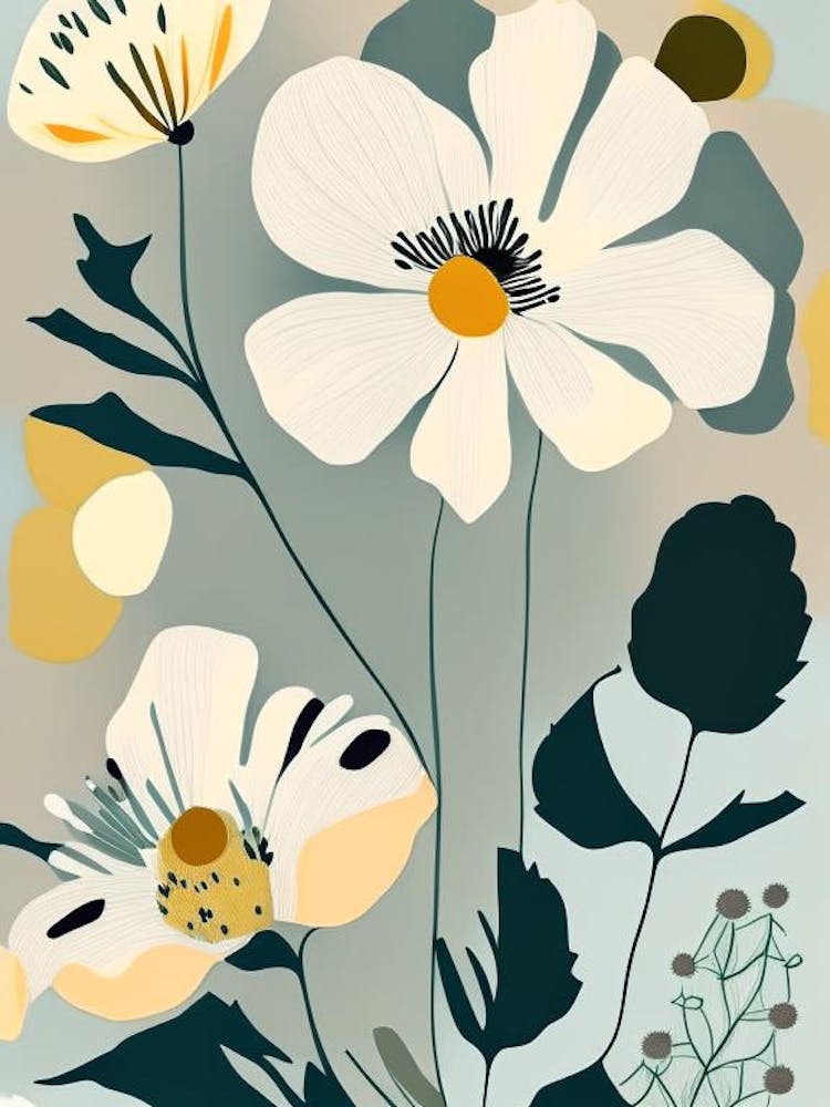 Matilija Poppy Wildflower Modern Muted Colours