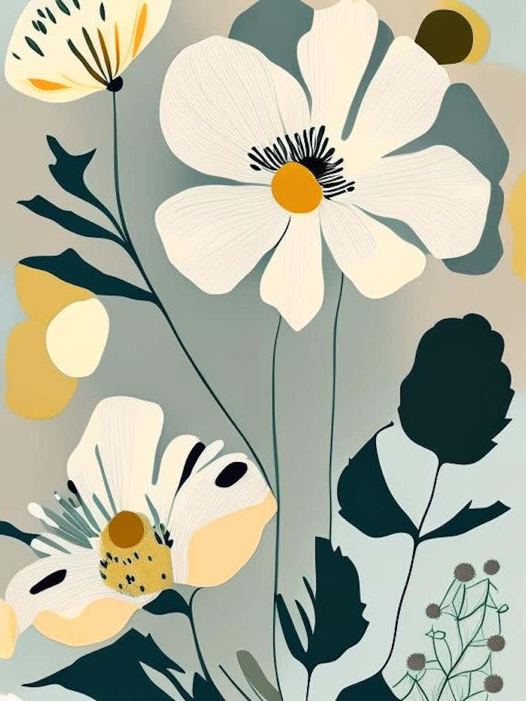 Matilija Poppy Wildflower Modern Muted Colours