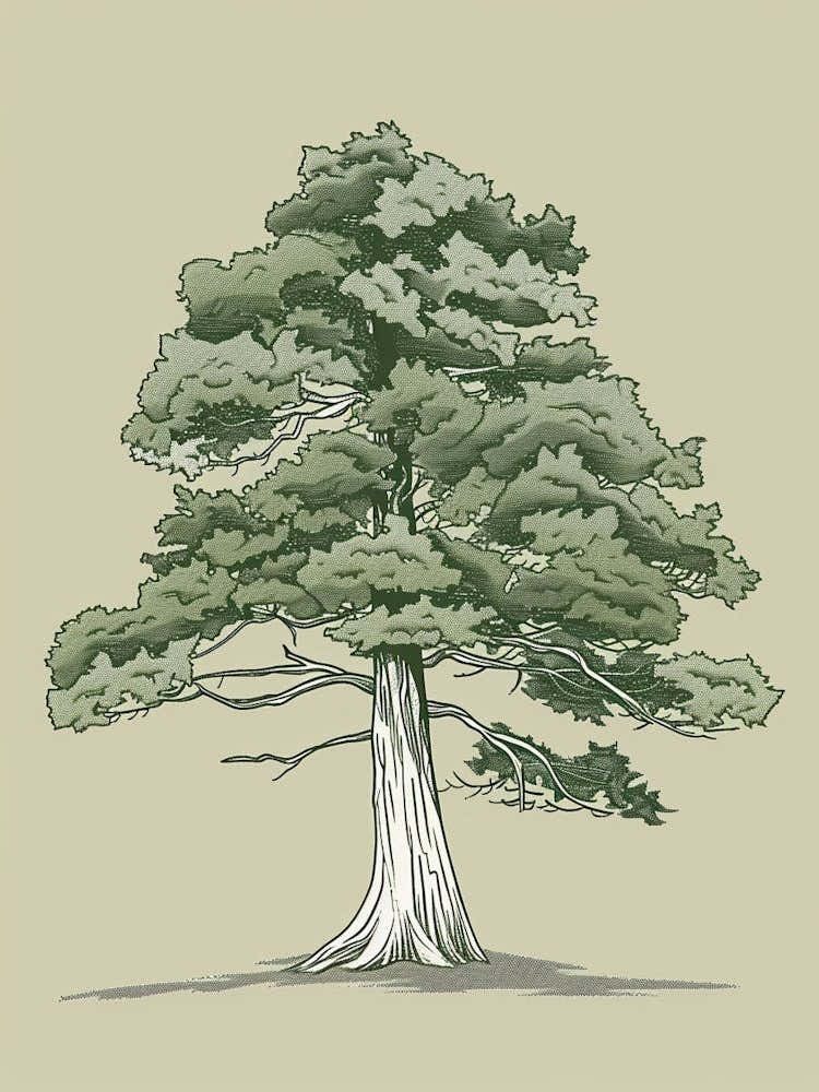 Cedar Tree Minimalistic Drawing 4