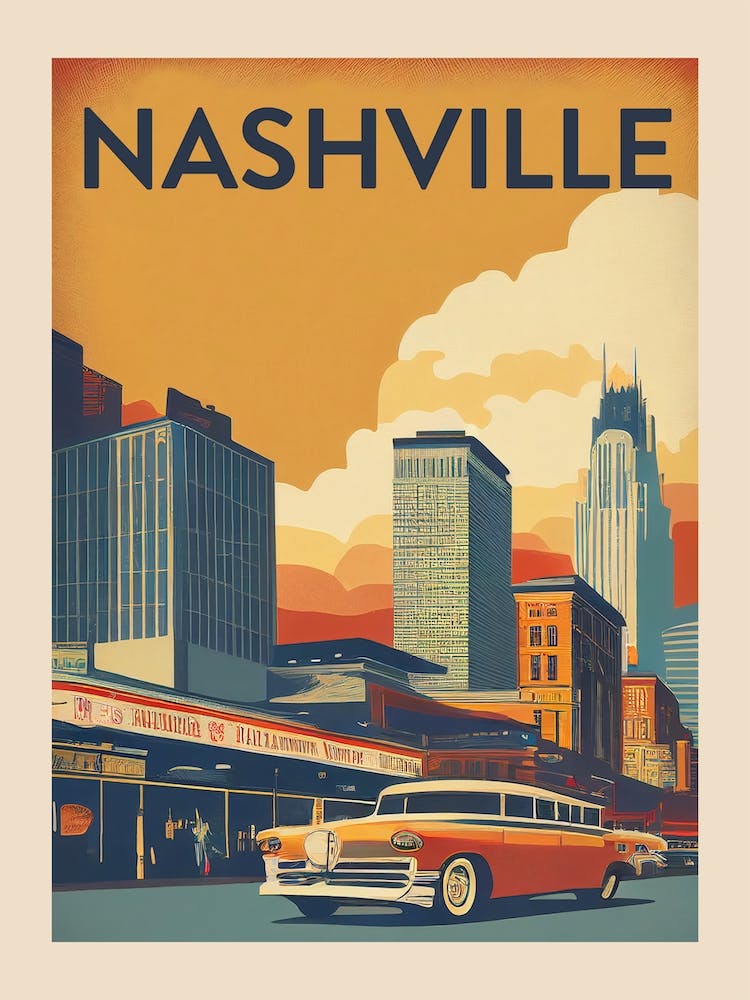 Nashville Vintage Travel Poster