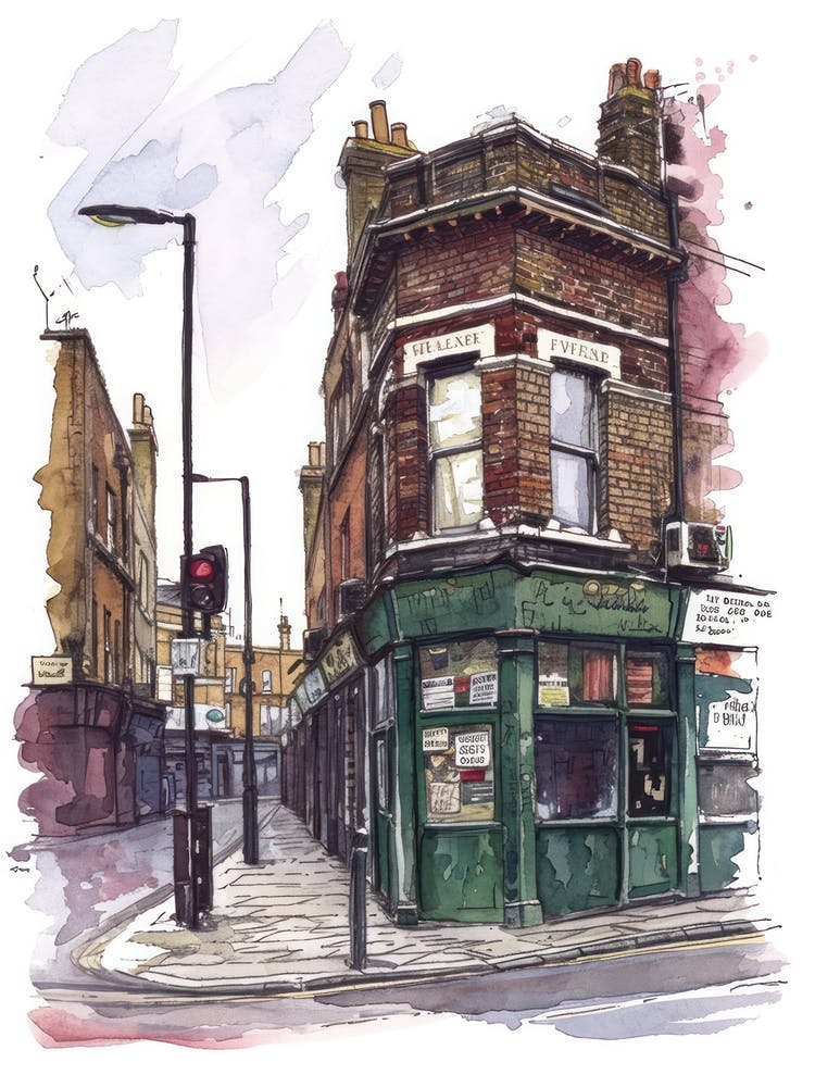 Newham London Borough   Street Watercolour 1