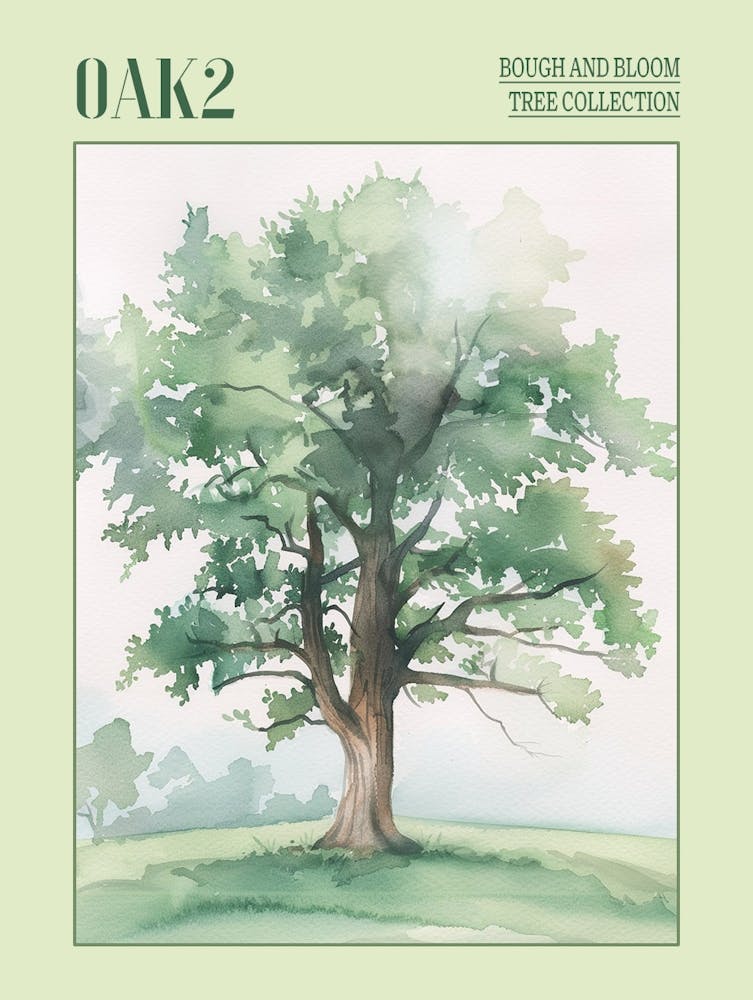 Oak Tree Atmospheric Watercolour Painting 12 Poster