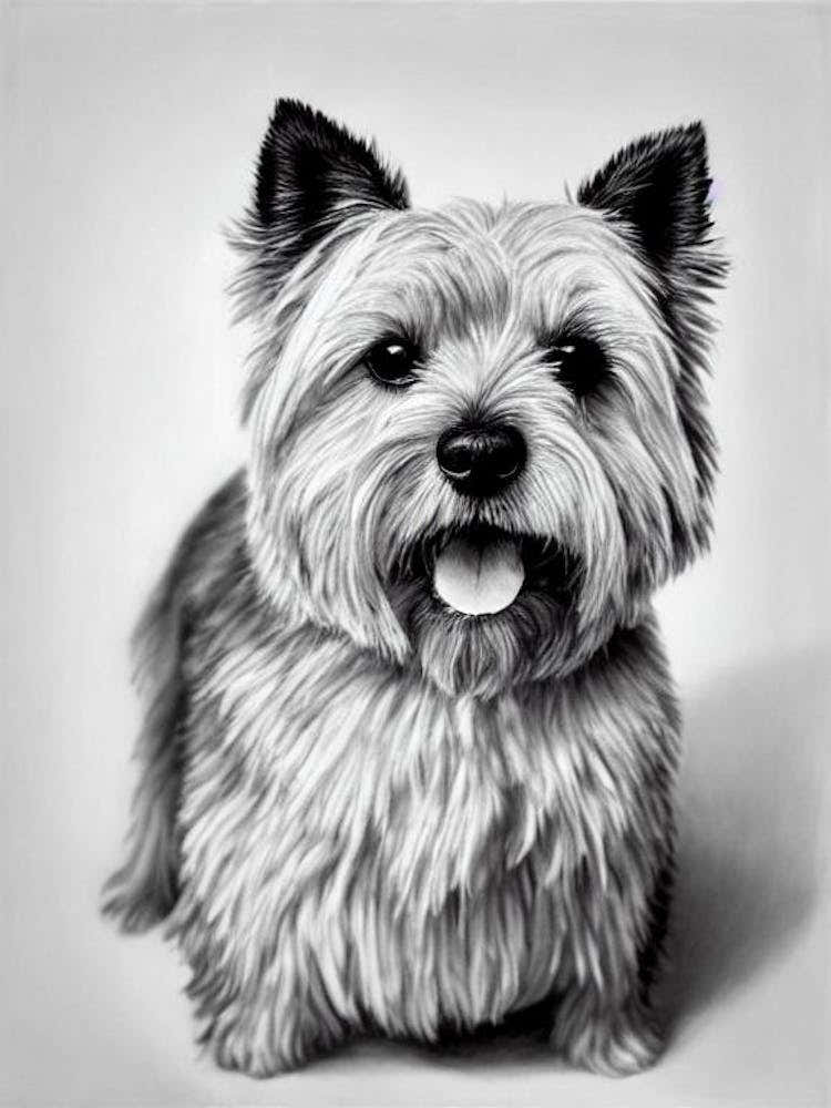 Norwich Terrier B&W Pencil Dog