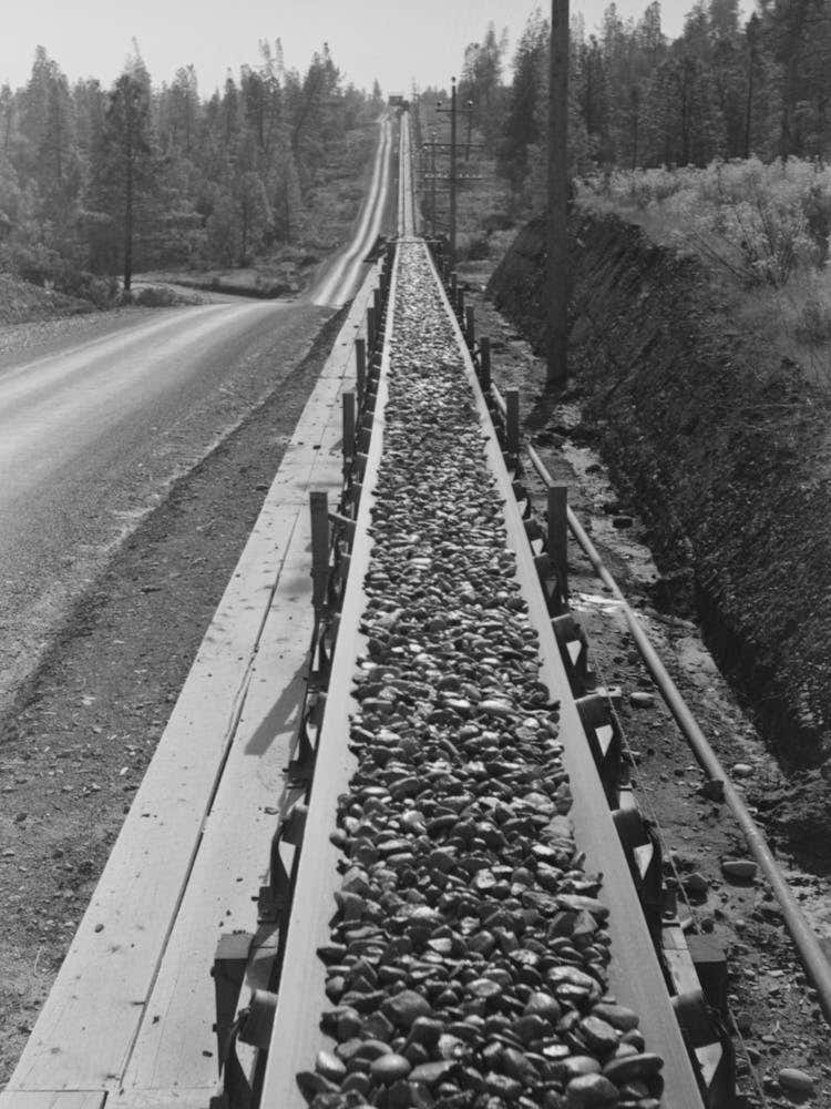 Untitled Photo, Possibly Related To Gravel On Long Rubber Conveyor Belt At Shasta Dam, Shasta County, Californi