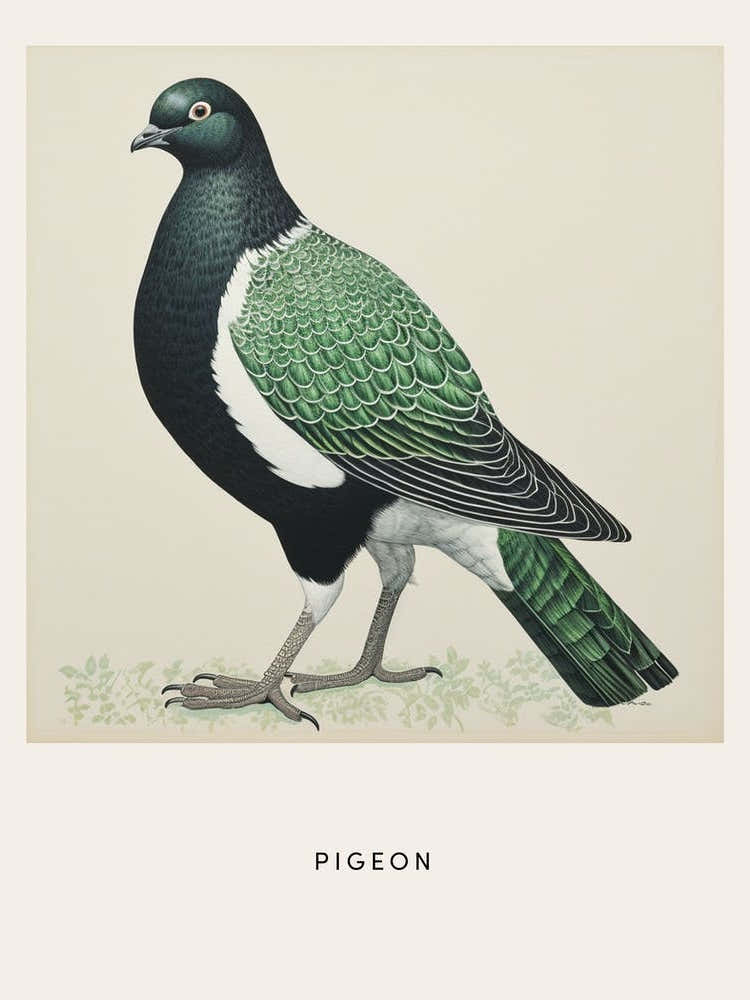 Ohara Koson Inspired Bird Painting Pigeon 1 Poster