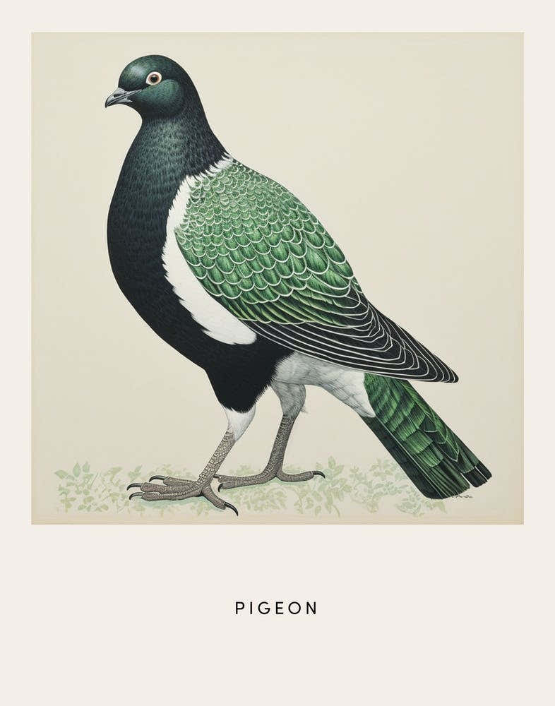 Ohara Koson Inspired Bird Painting Pigeon 1 Poster