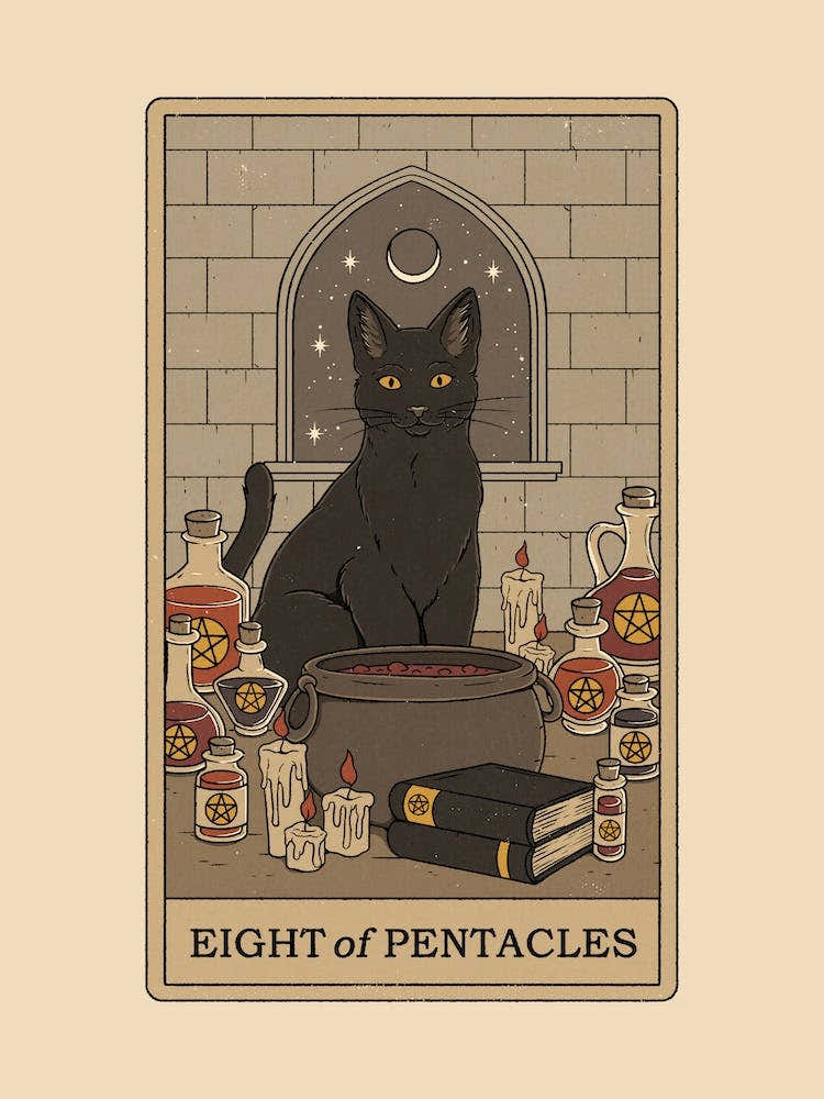 Eight Of Pentacles   Cats Tarot