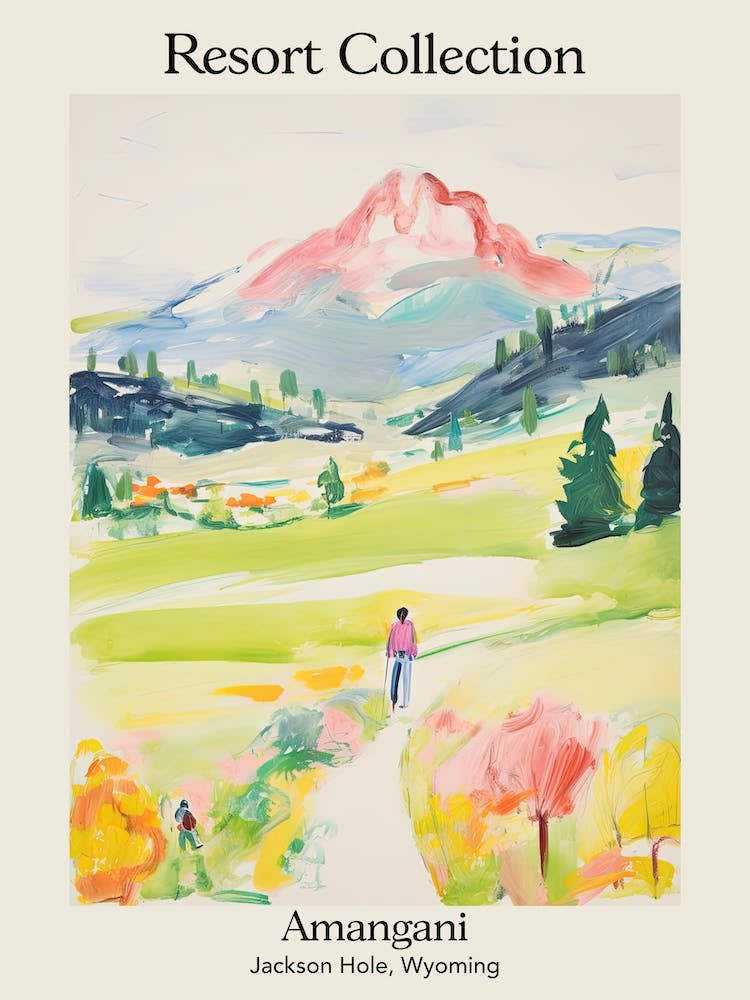 Poster Of Amangani   Jackson Hole, Wyoming   Resort Collection Storybook Illustration 1