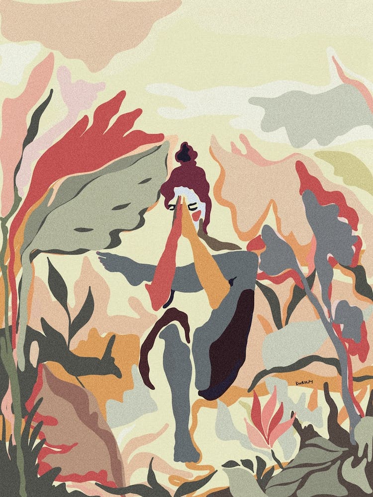 Namaste Abstract Tropical Yoga Print