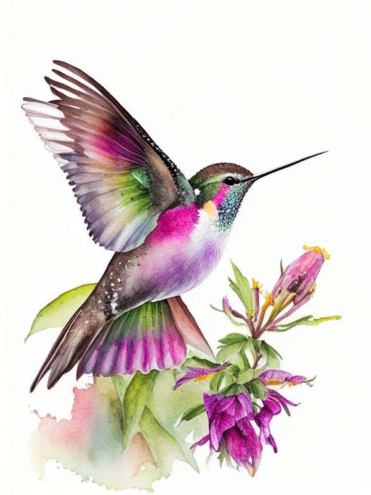 Black Chinned Hummingbird Cute Neon 1