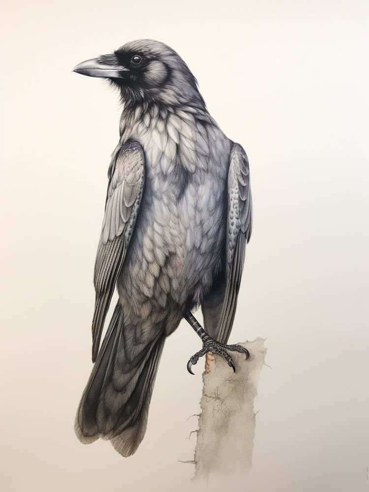 Vintage Bird Drawing Raven 2
