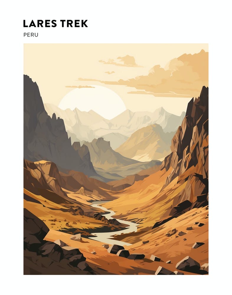 Lares Trek Peru 2 Hiking Trail Landscape Poster