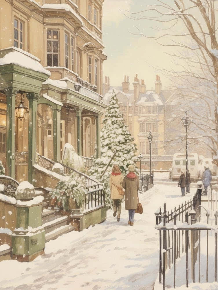 Vintage Winter Illustration London United Kingdom 4
