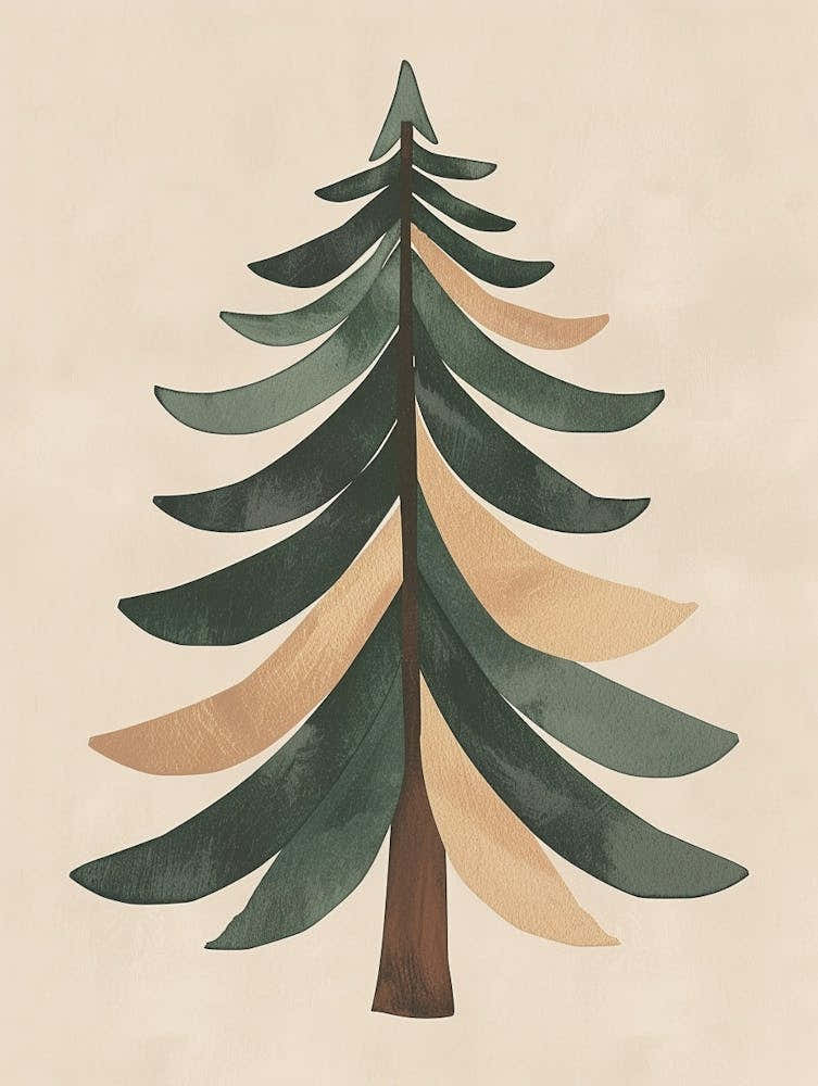 Balsam Tree Minimal Japandi Illustration 2