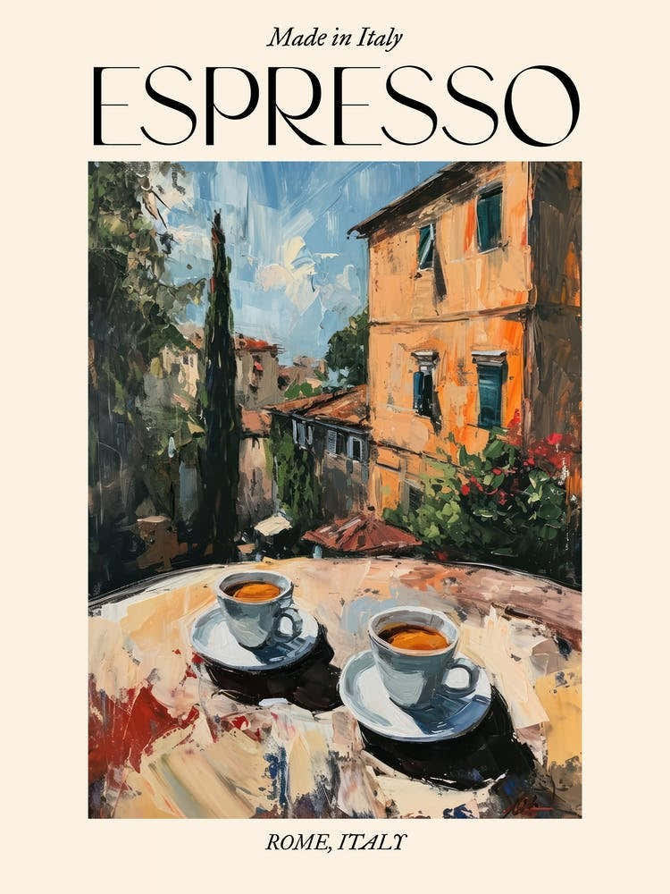 Rome Espresso Made In Italy 8 Poster