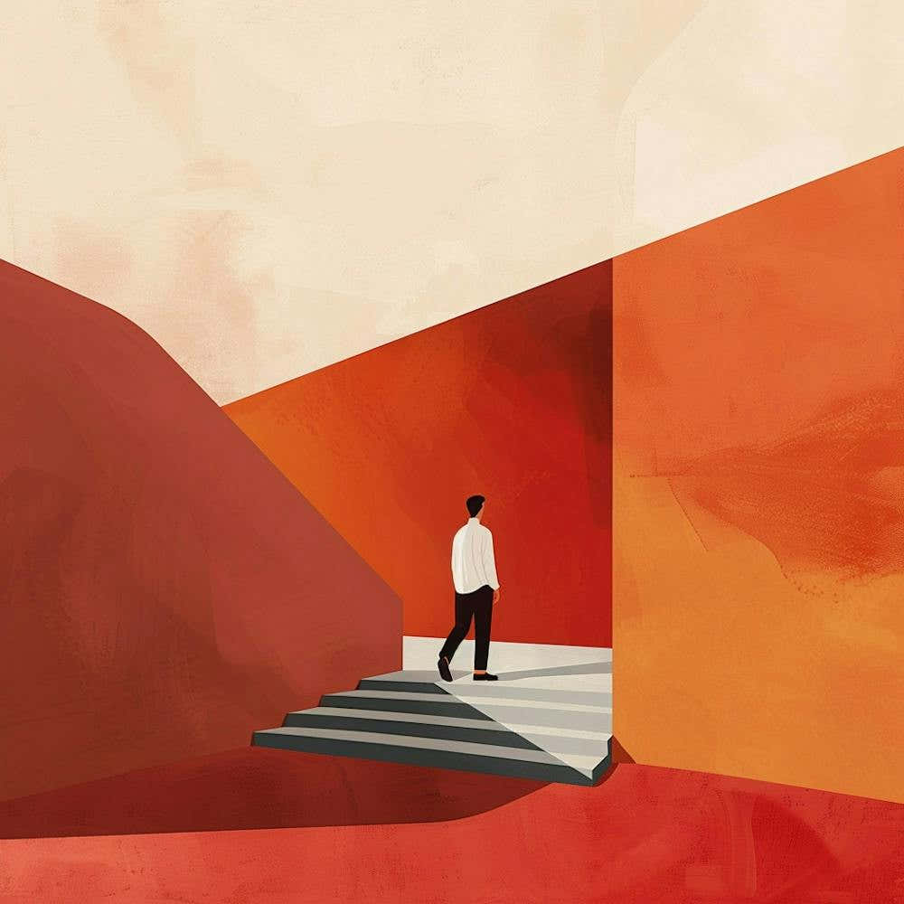 Man Walking Up Stairs