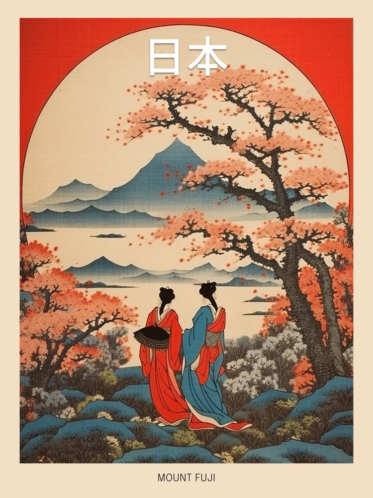 Mount Fuji, Japan Vintage Travel Art 1 Poster