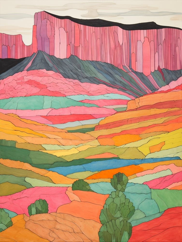 Mount Roraima South America 1 Colourful Mountain Illustration