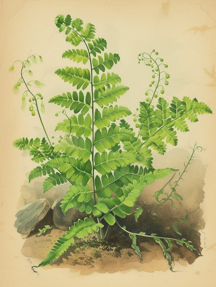 Vintage Illustration Southern Maidenhair Fern 3