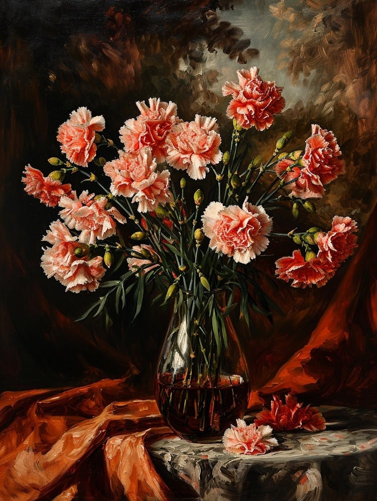 Baroque Floral Still Life Carnations 3