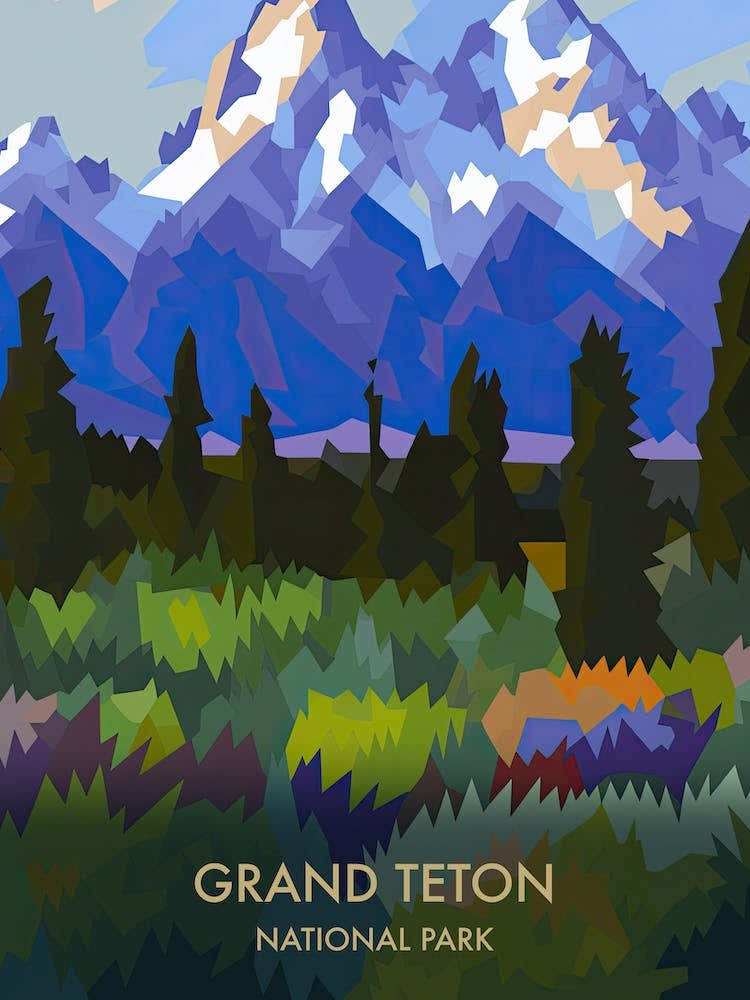 Grand Teton National Park Travel Poster Matisse Style 7