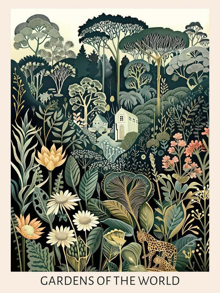 Gardens Of The World 3 Vintage Art Nouveau Botanical