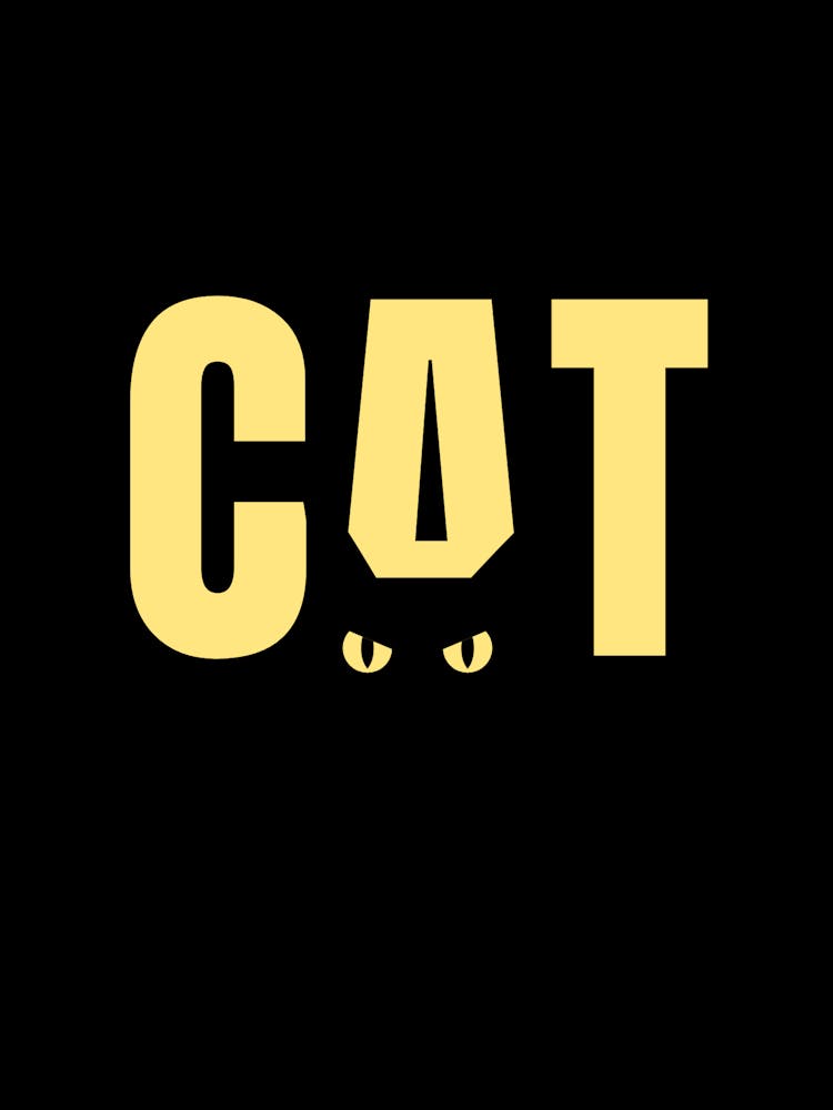 Cat Typography Poster – Minimal Black and Yellow Wall Print