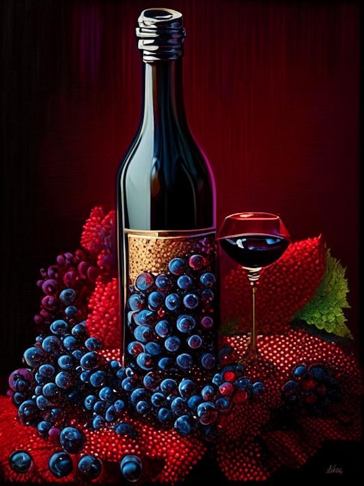 Corvina Wine Pointillism Cocktail Poster