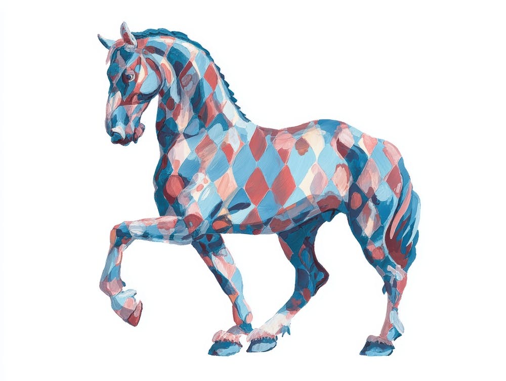 Horse In Blue And Pink