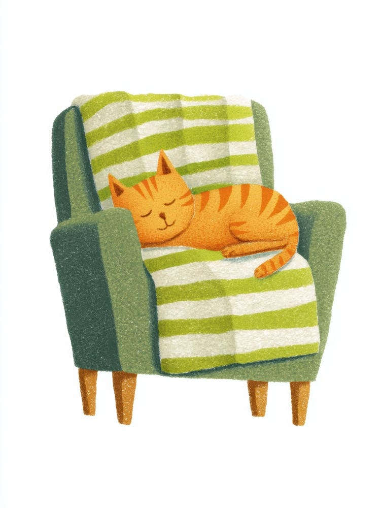 Cat Sleeping On A Chair 1