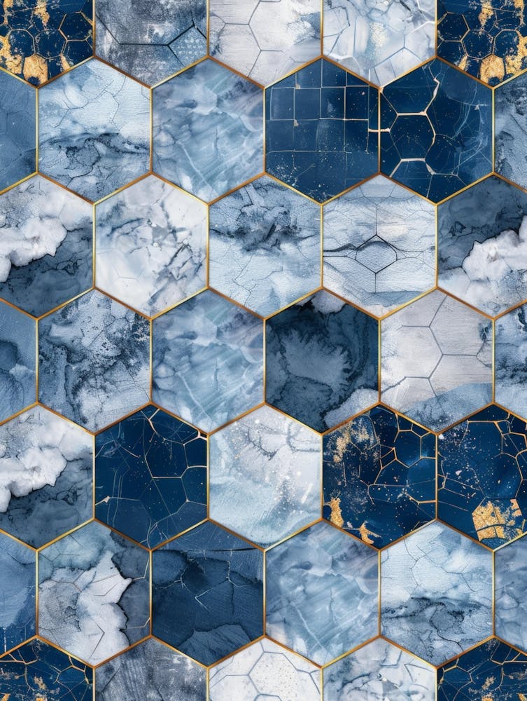 Blue And Gold Marble Pattern 1